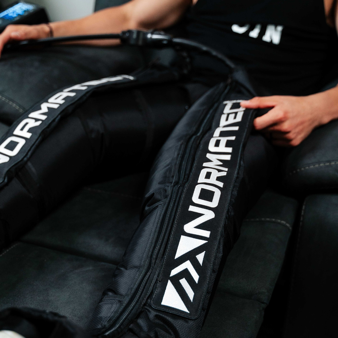 <img src="path/to/normatec-compression-boots.jpg" alt="Normatec compression boots in use at 129 Health and Fitness, Bankstown for advanced recovery">